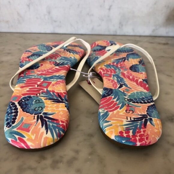 ESPRIT Flip Flops Party Pineapple Print 9 NWT - Picture 8 of 13